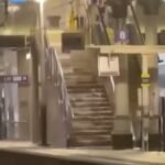 WATCH: Moment rain gushes down stairs at Manchester Piccadilly station amid huge storm