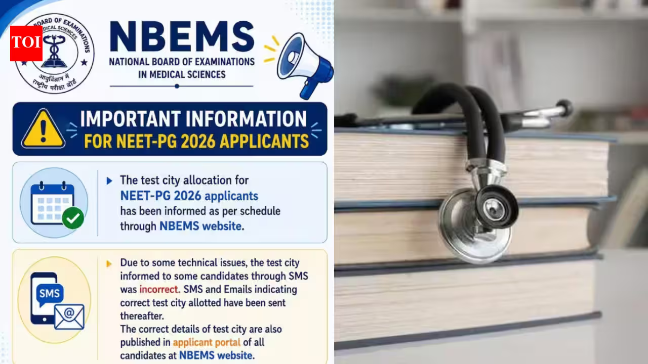 NEET PG 2026 city intimation slip: NBEMS issues clarification after candidates report discrepancies