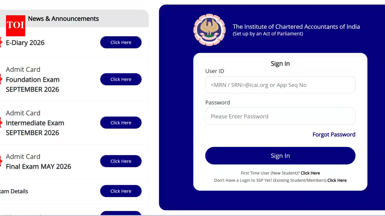 ICAI CA Foundation, Inter admit card 2026 released for September session: Direct link to download here