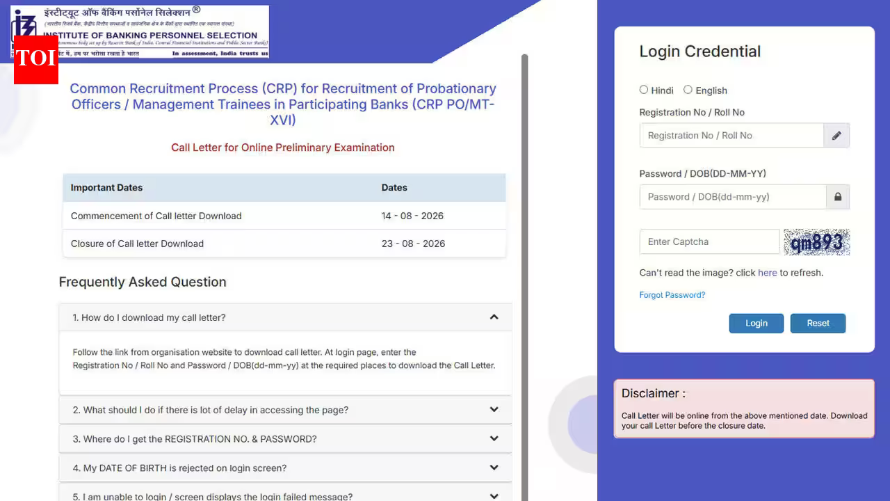 IBPS PO MT pre admit card 2026 released at ibps.in: Download call letter and check preliminary exam instructions