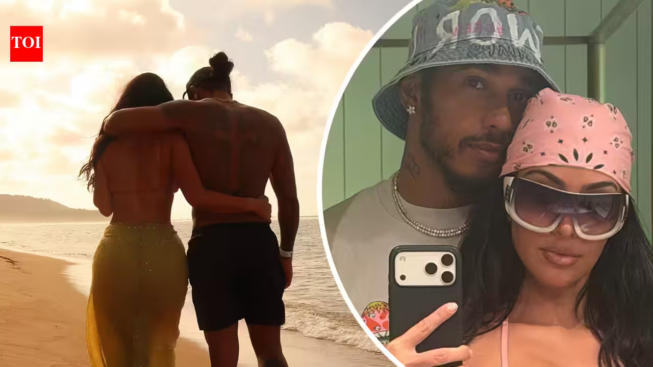 Kim Kardashian shares loved-up photos with Lewis Hamilton from summer getaway: ‘somewhere over the rainbow’ |