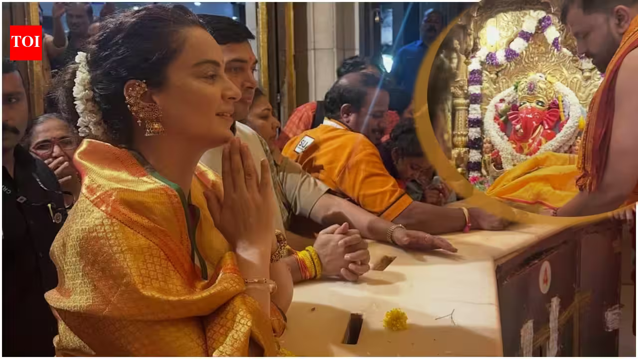 Kangana Ranaut visits Shree Siddhivinayak and Mumba Devi temples: Looks charming in kanjivaram saree |