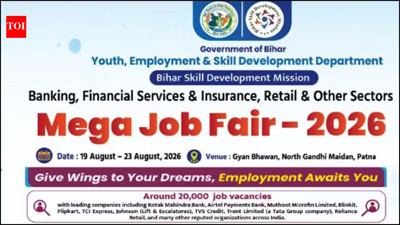 Bihar Mega Job Fair 2026 begins in Patna with 20,000-plus vacancies; check eligibility and registration details