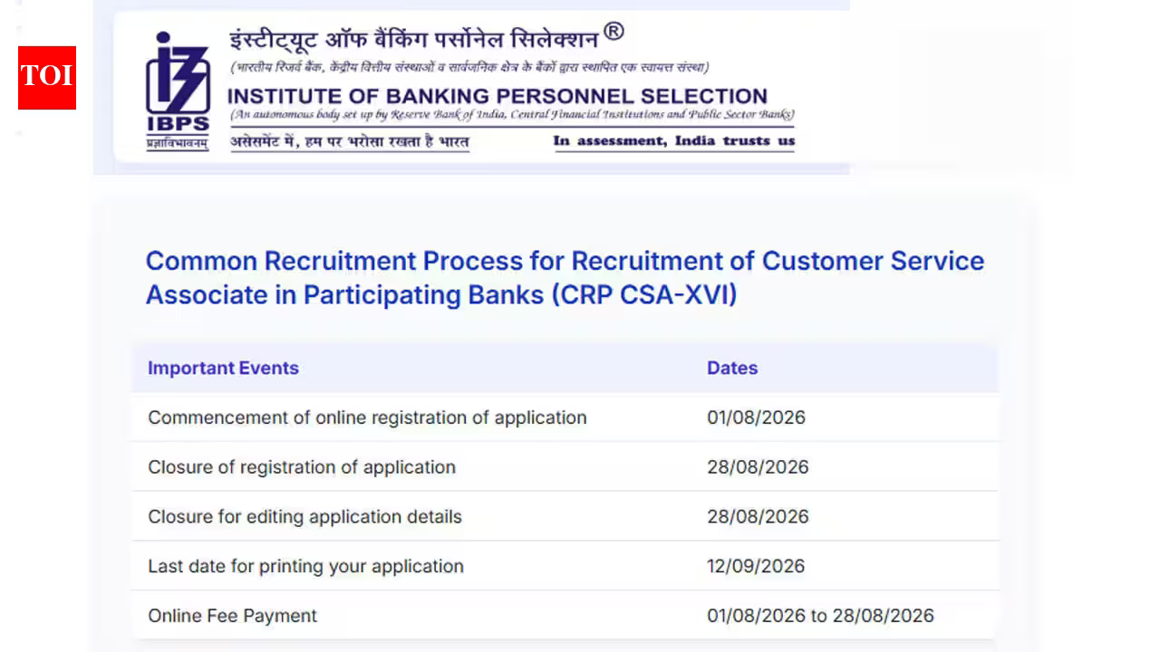 IBPS Clerk Recruitment 2026: Application deadline extended to August 28 for 11,403 posts; check eligibility and fees