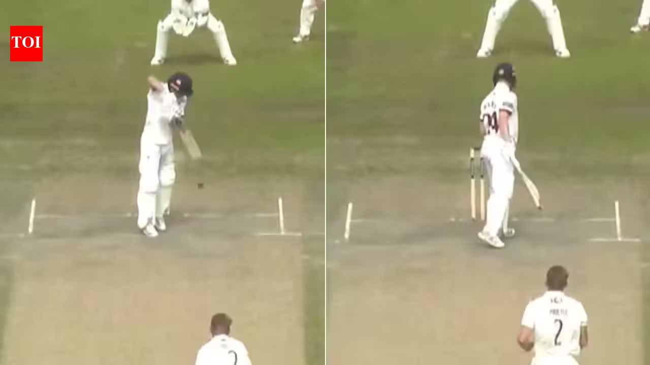 'One tip one hand': English batter out in bizarre fashion in County match - Watch | Cricket News