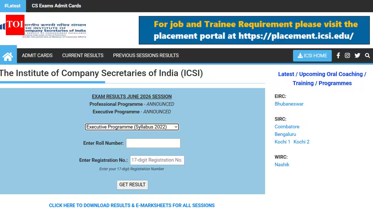 ICSI CS Executive June result 2026 declared; Vidhi Suthar secures rank 1: Direct link to download here