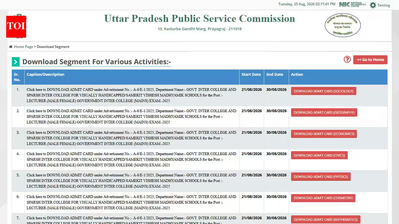 UPPSC Polytechnic Lecturer admit card 2026 expected soon, exam on September 6