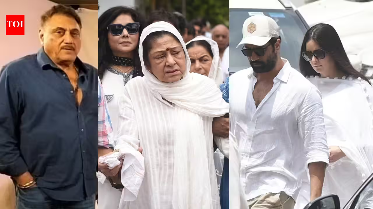 Aruna Irani looks devastated at husband Kuku Kohli's funeral, Vicky Kaushal, Katrina Kaif, Rohit Shetty and other celebs arrive to pay last respects: PICS inside | Hindi Movie News