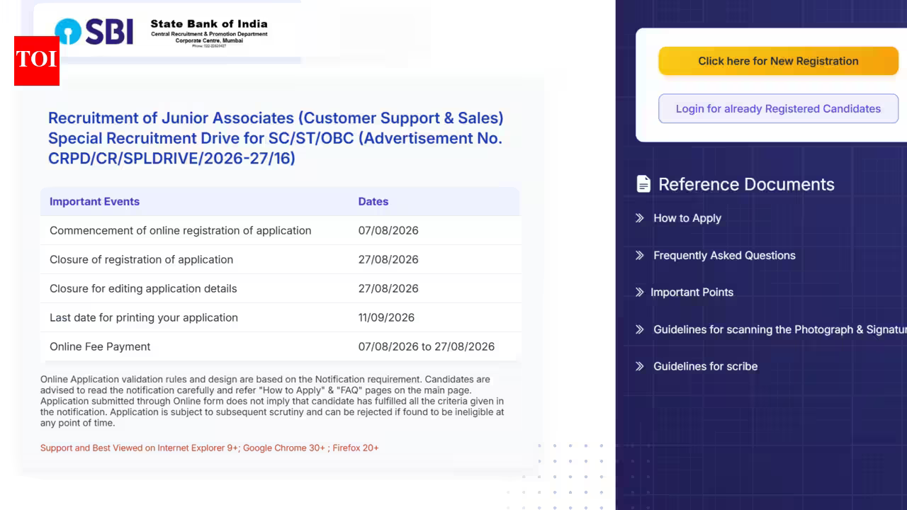 SBI Clerk recruitment 2026: Registration for 1,538 backlog vacancies ends today; direct link to apply here