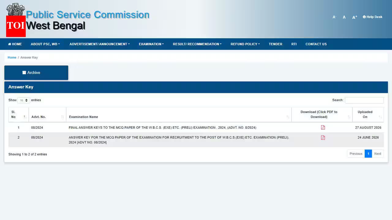 WBCS Answer Key 2026 out: Check expected cut-offs and direct link here