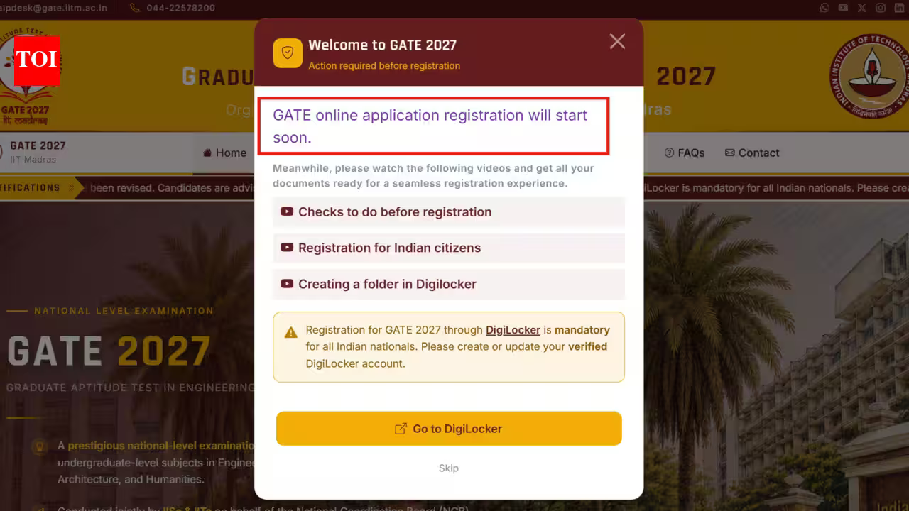 GATE 2027 registration to begin soon: Check list of required documents