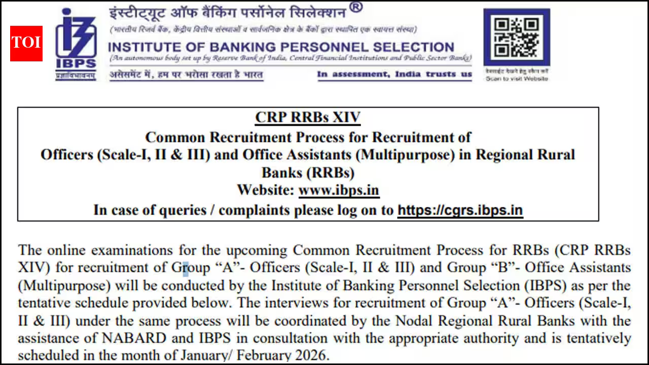 IBPS RRB Clerk 2026 registration begins September 1; check official notification PDF, dates and eligibility
