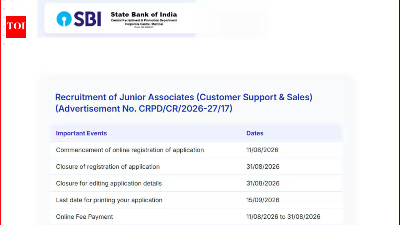 SBI Clerk Recruitment 2026: Last date to apply today for 9,124 posts; check direct link here