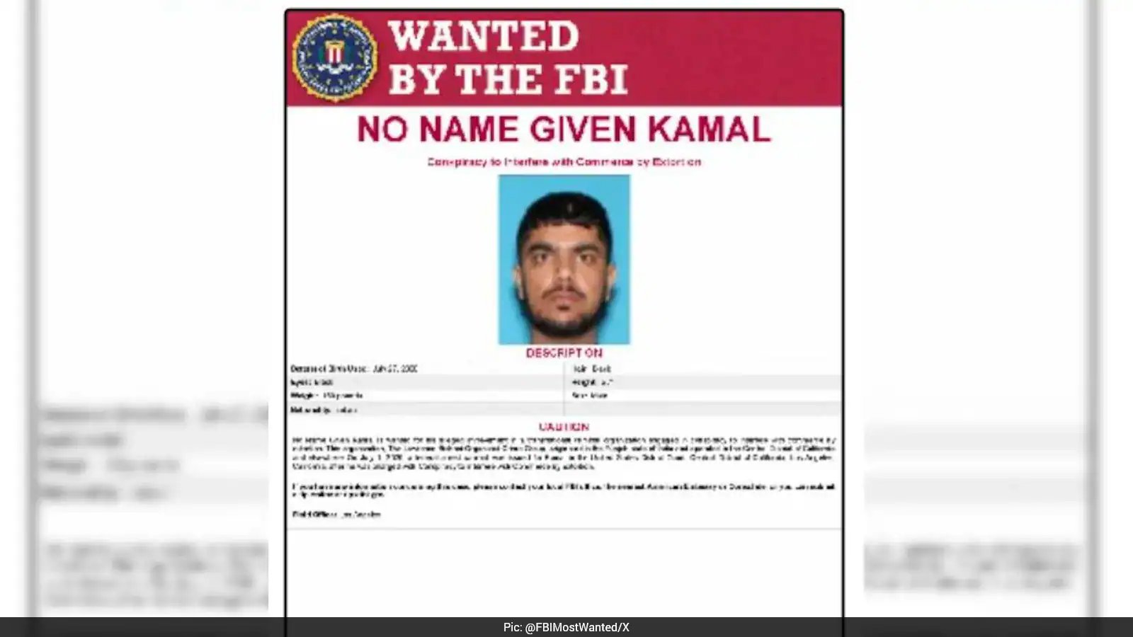Indian National Kamal On FBI's Most Wanted List Over Lawrence Bishnoi Gang Links
