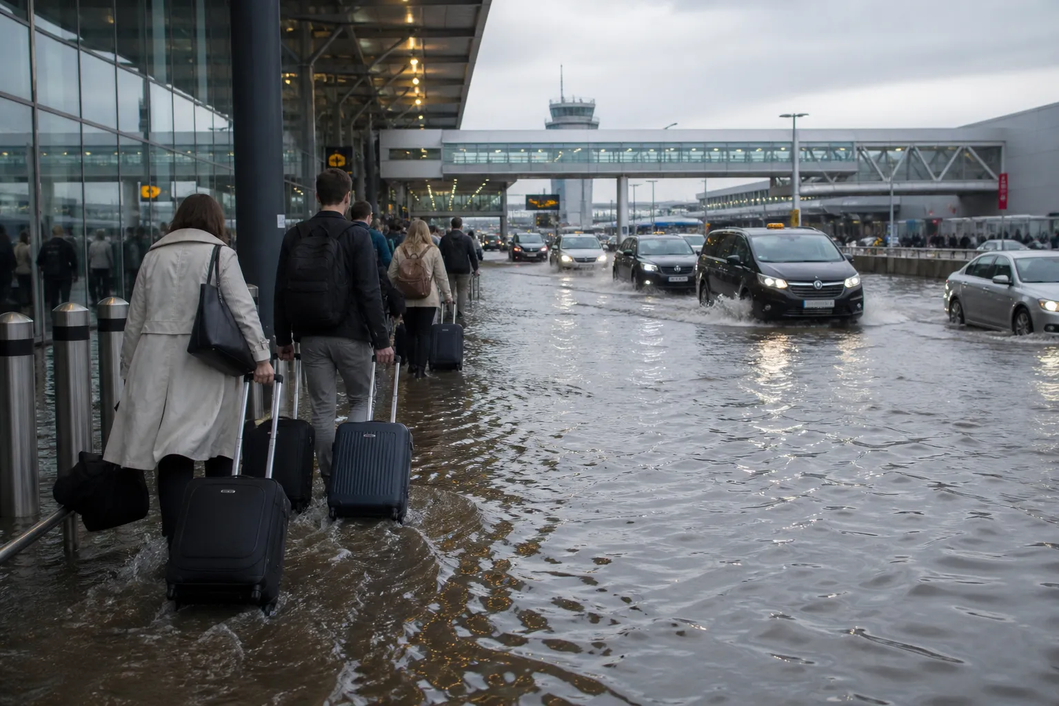 Traffic has resumed at Heathrow following flooding caused by a water main break