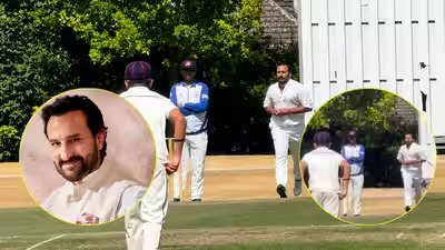 Watch: Saif Ali Khan shows off his bowling skills on London cricket field; fans say, 'Khandani cricketer hai' | Hindi Movie News