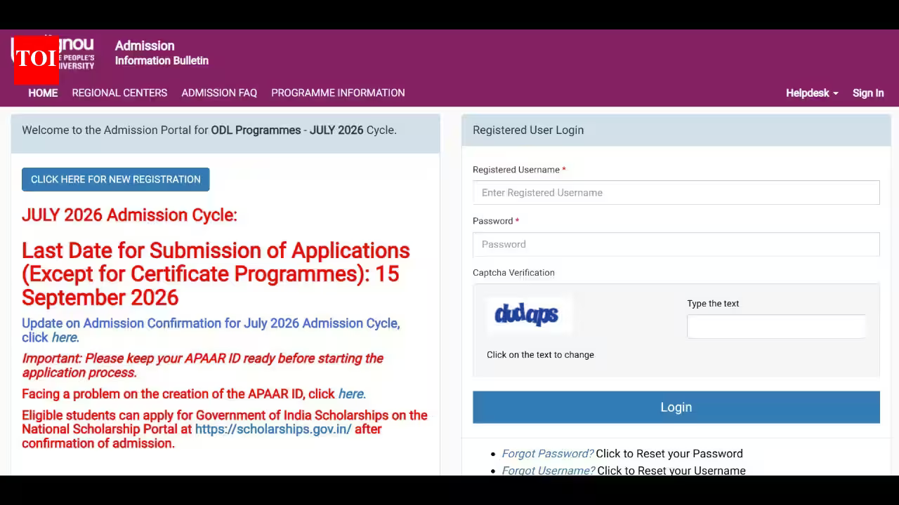 IGNOU July 2026 admissions: Last date to apply for online programmes extended till September 15, check steps to apply