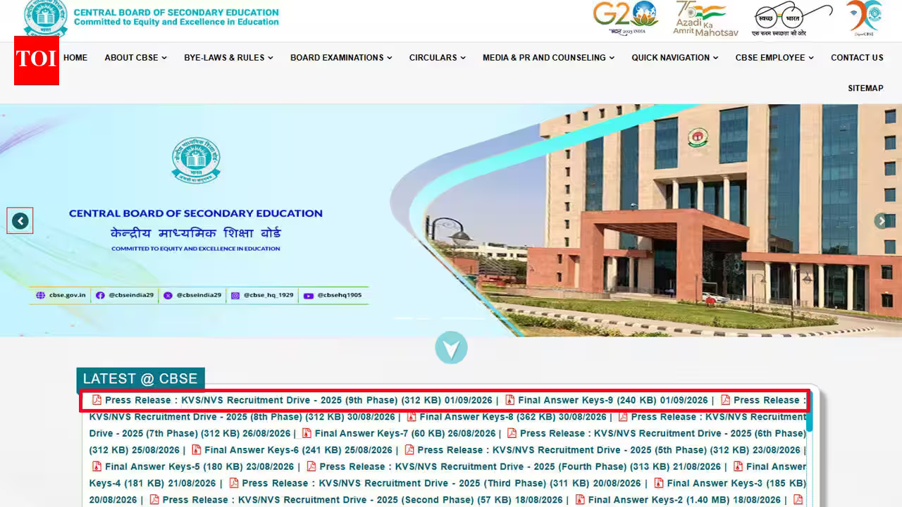 KVS NVS Tier-II result 2026 out: Final answer key released for TGT and Senior Secretariat Assistant posts; check direct links here