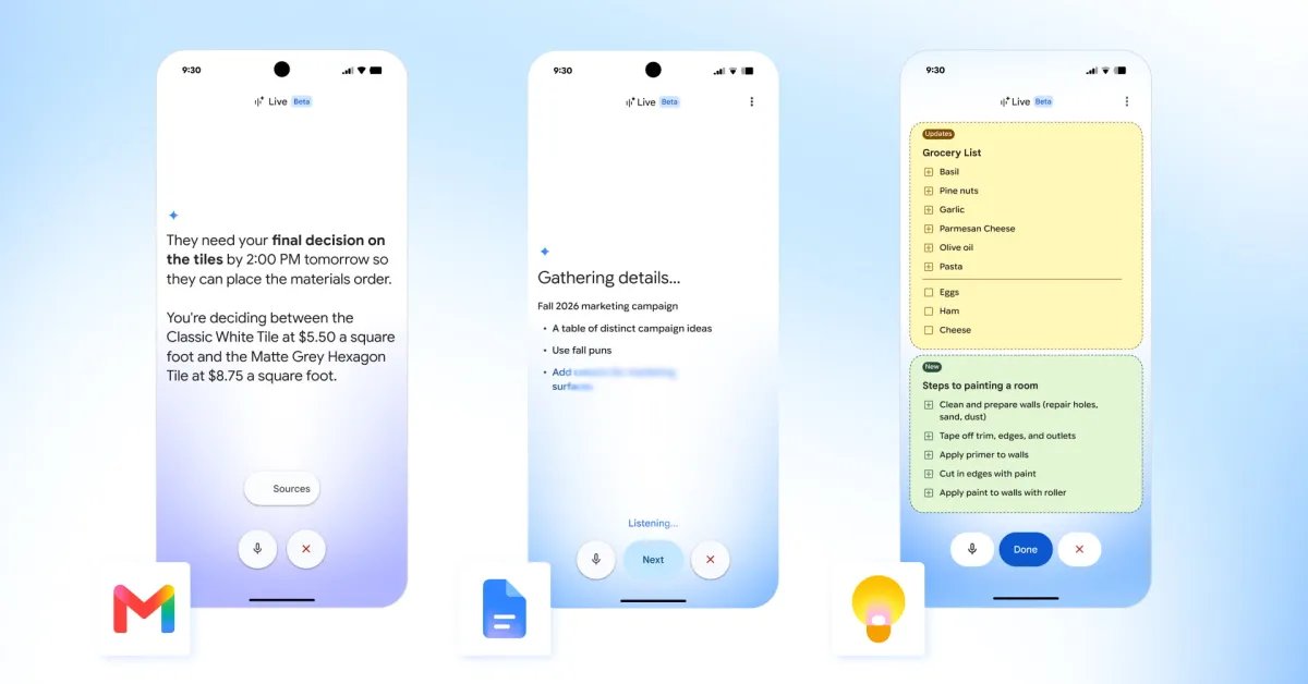 Google rolling out Gmail Live, Docs Live, and Keep Live
