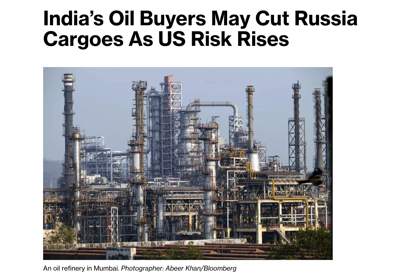 India Pivots: Tightening U.S. Sanctions Force Sharp U-Turn on Russian Oil Imports
