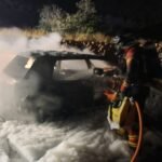 Lanzarote Inferno: Car Engulfed in Flames After High-Impact Collision with Wall