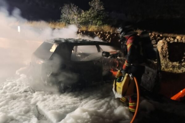 Lanzarote Inferno: Car Engulfed in Flames After High-Impact Collision with Wall