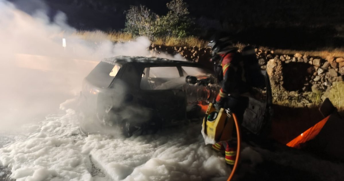 Lanzarote Inferno: Car Engulfed in Flames After High-Impact Collision with Wall