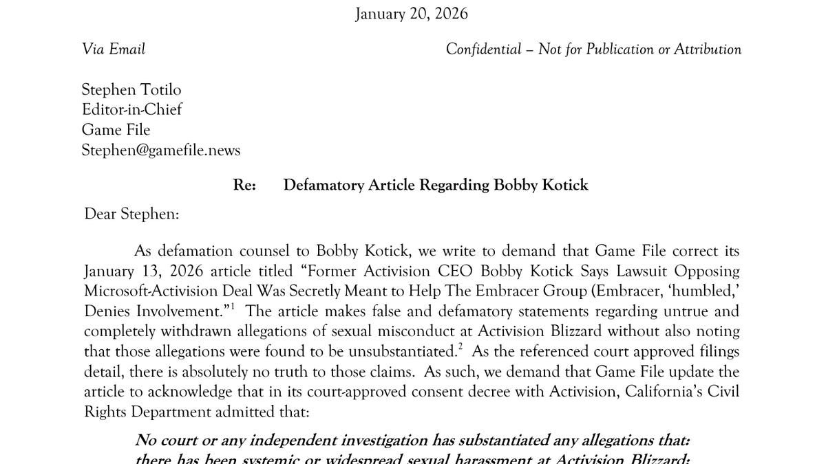 The Cease-and-Desist That Cried Sorry: My Surreal Email Exchange With Bobby Kotick’s Camp