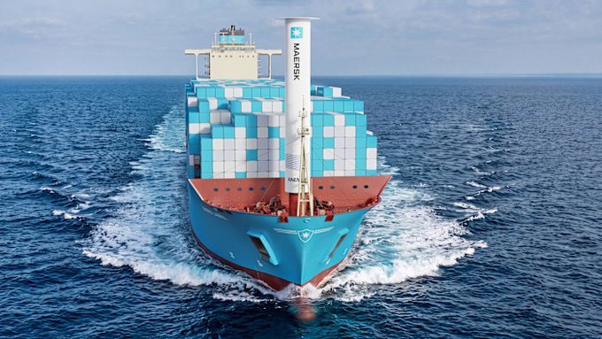 Maersk in breakthrough rotor sail on a container ship