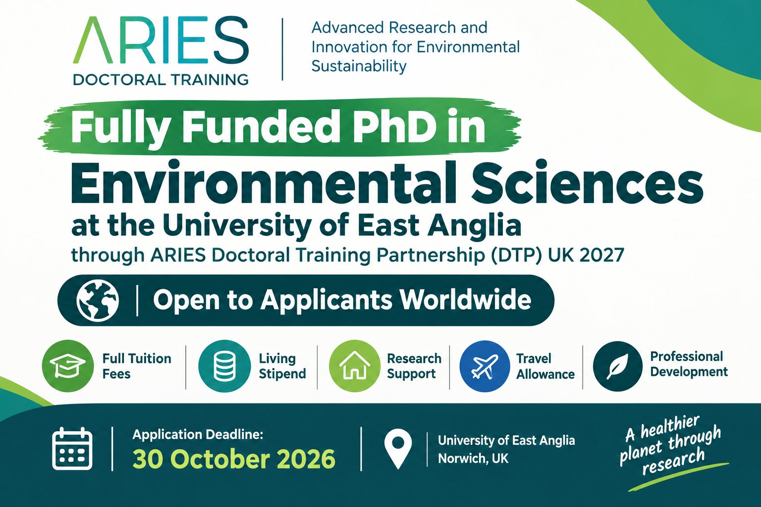 Global Talent Invited: Fully Funded 2027 PhD Opportunities Open at UEA’s ARIES Partnership