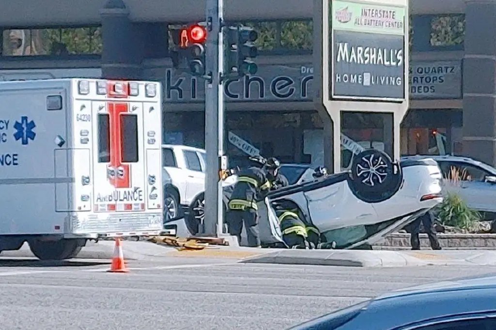 Highway 97 Havoc: Rollover Crash Snarls Kelowna Traffic at Banks Road