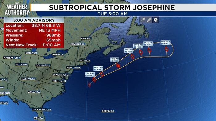 Josephine Veers East: Subtropical Storm Leaves U.S. Coast in Wake